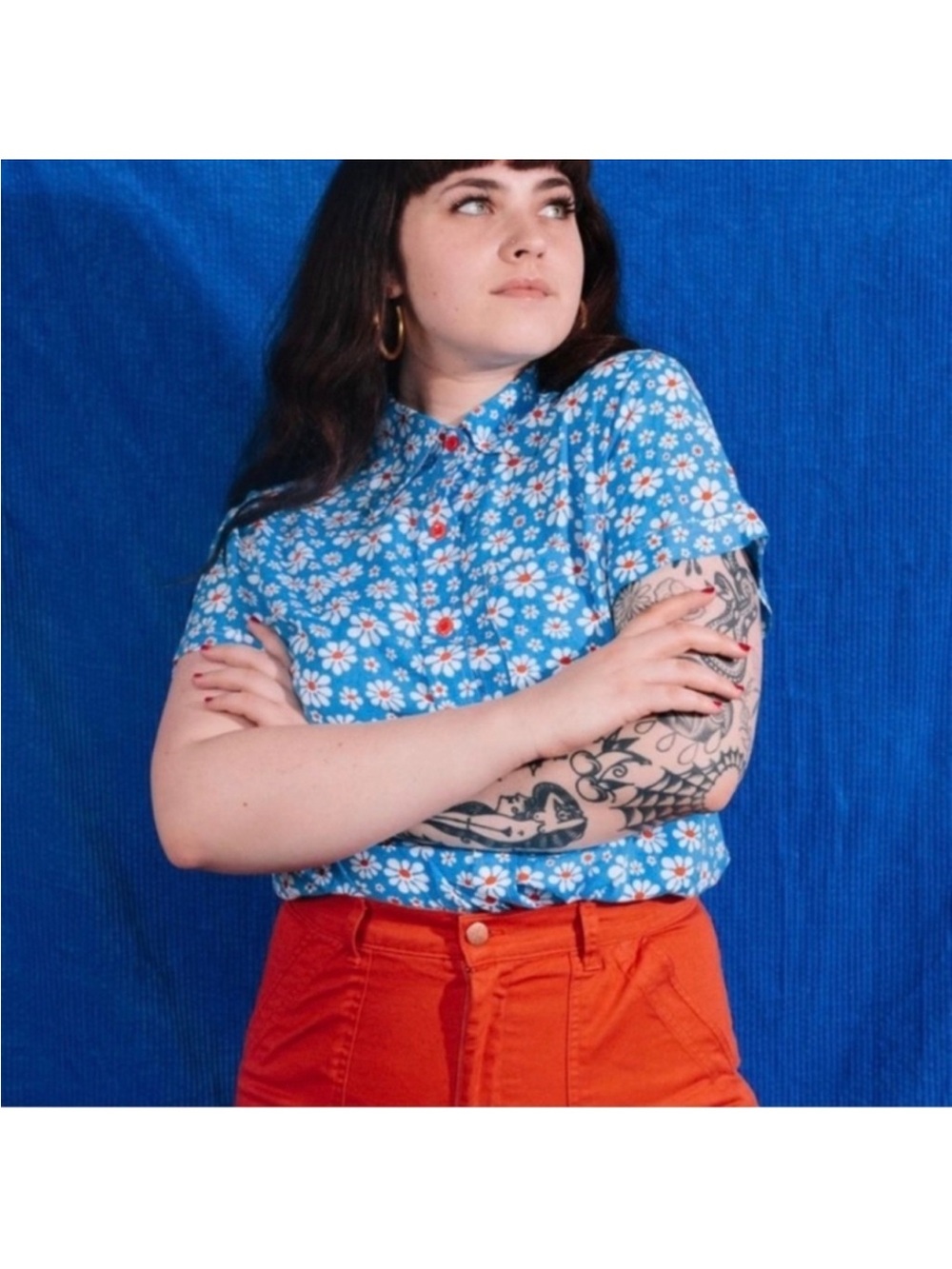 Big Bud Press Blue Lazy Daisy Button-Up Shirt